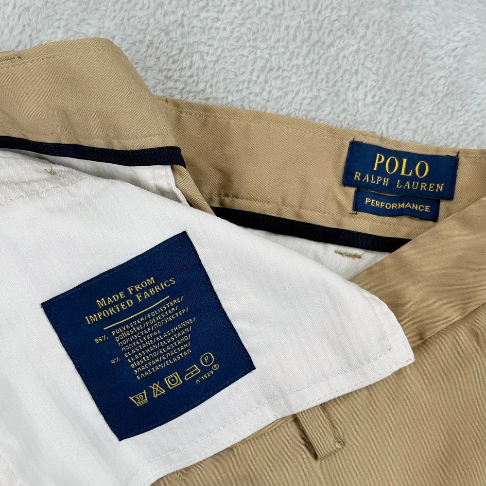 Polo Ralph Lauren Performance Chino Pants Mens 32x30 Tan Khaki‎ Stretch Golf